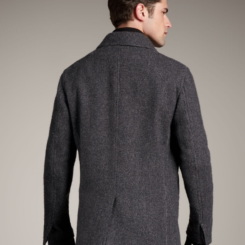 THEORY ☆ TWEED GRAY BLACK WINTER COAT JACKET Men's XXL - Picture 4 of 5